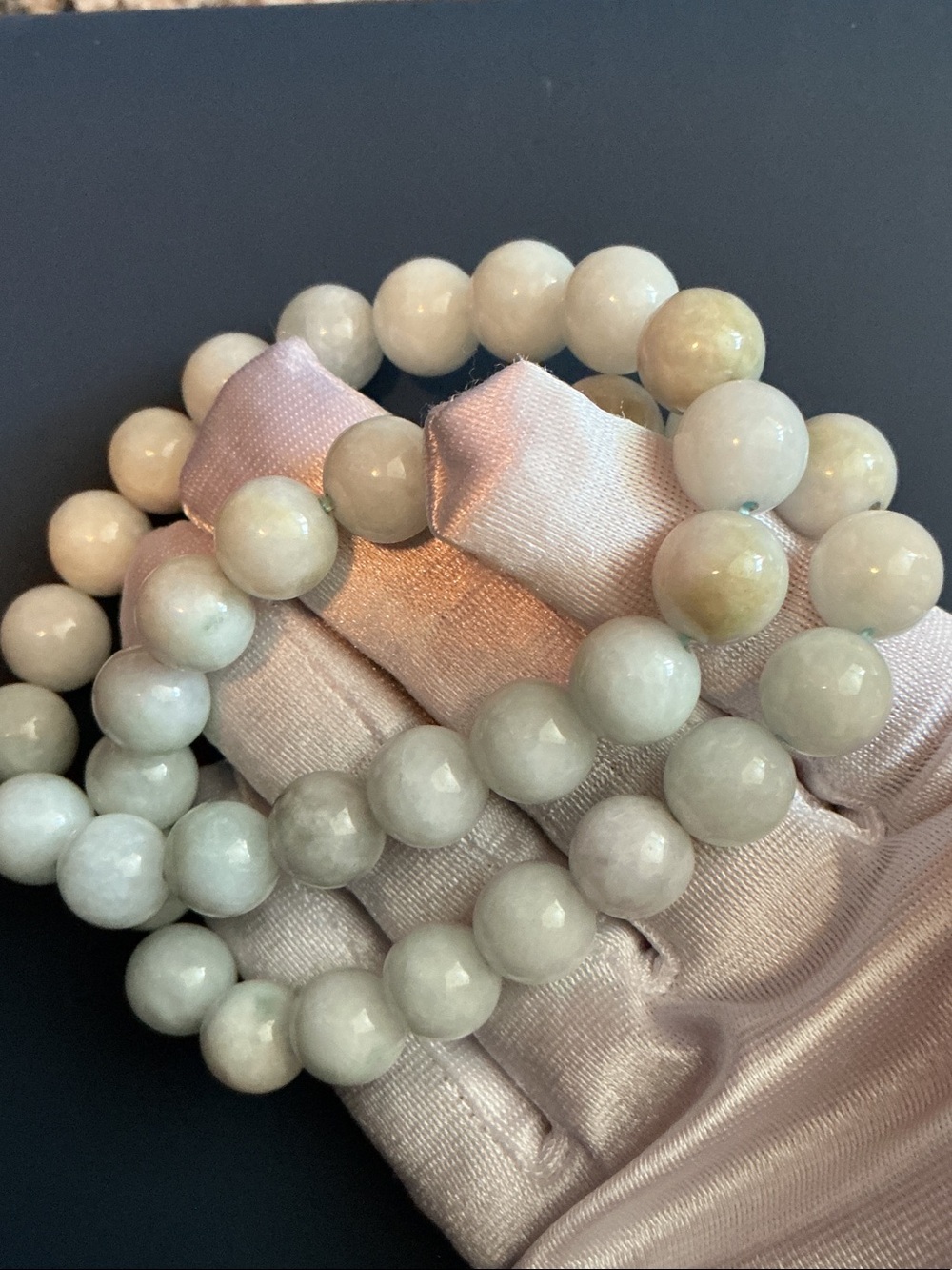 Natural White Jade Bead Stretch Bracelet - Elegant White Bracelet